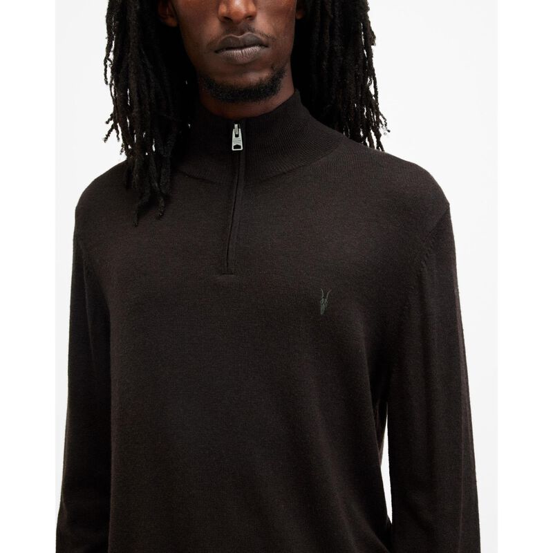 AllSaints Kilburn Zip Funnel Neck Ramskull Jumper image number 2